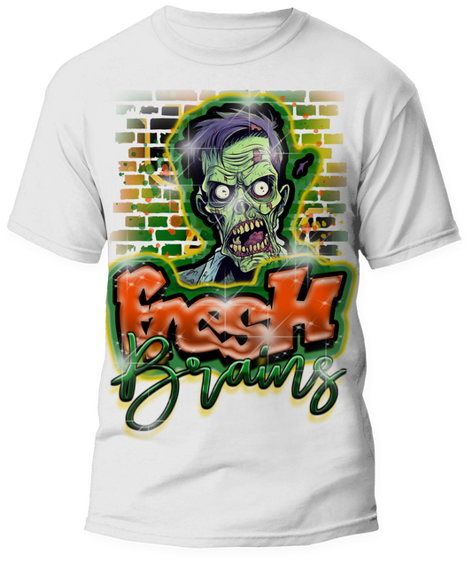 "Fresh Brains" Halloween Graphic T-Shirt - For You and Your Family🎉