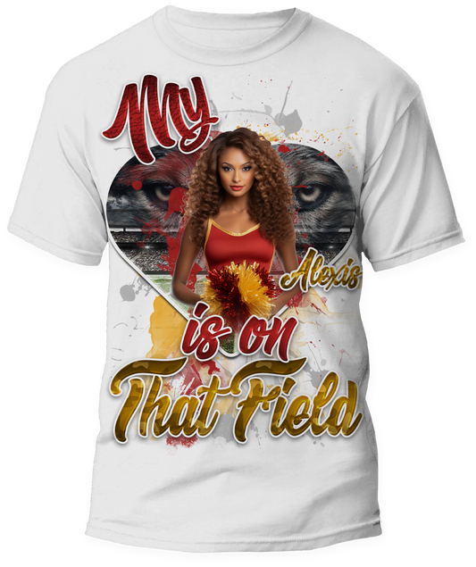 🎉Personalized "My Heart Is On That Field" Cheerleader Graphic T-Shirt - For You and Your Family🎉 #2