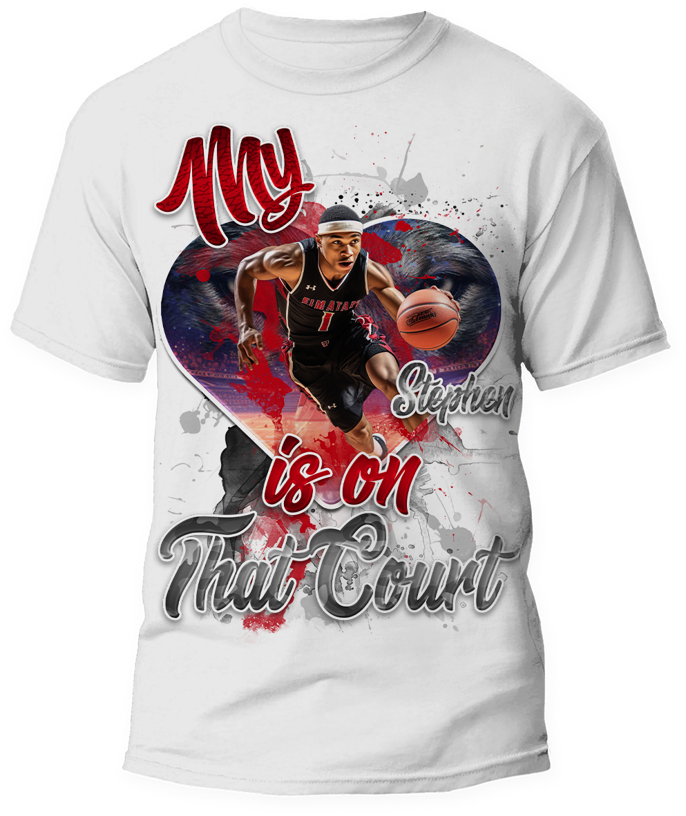 🎉Personalized "My Heart Is On That Court" Graphic T-Shirt #2 - For You and Your Family🎉