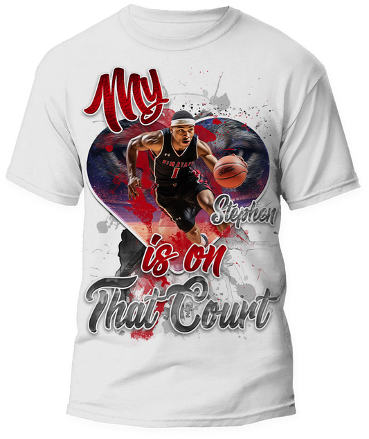 🎉Personalized "My Heart Is On That Court" Graphic T-Shirt #2 - For You and Your Family🎉