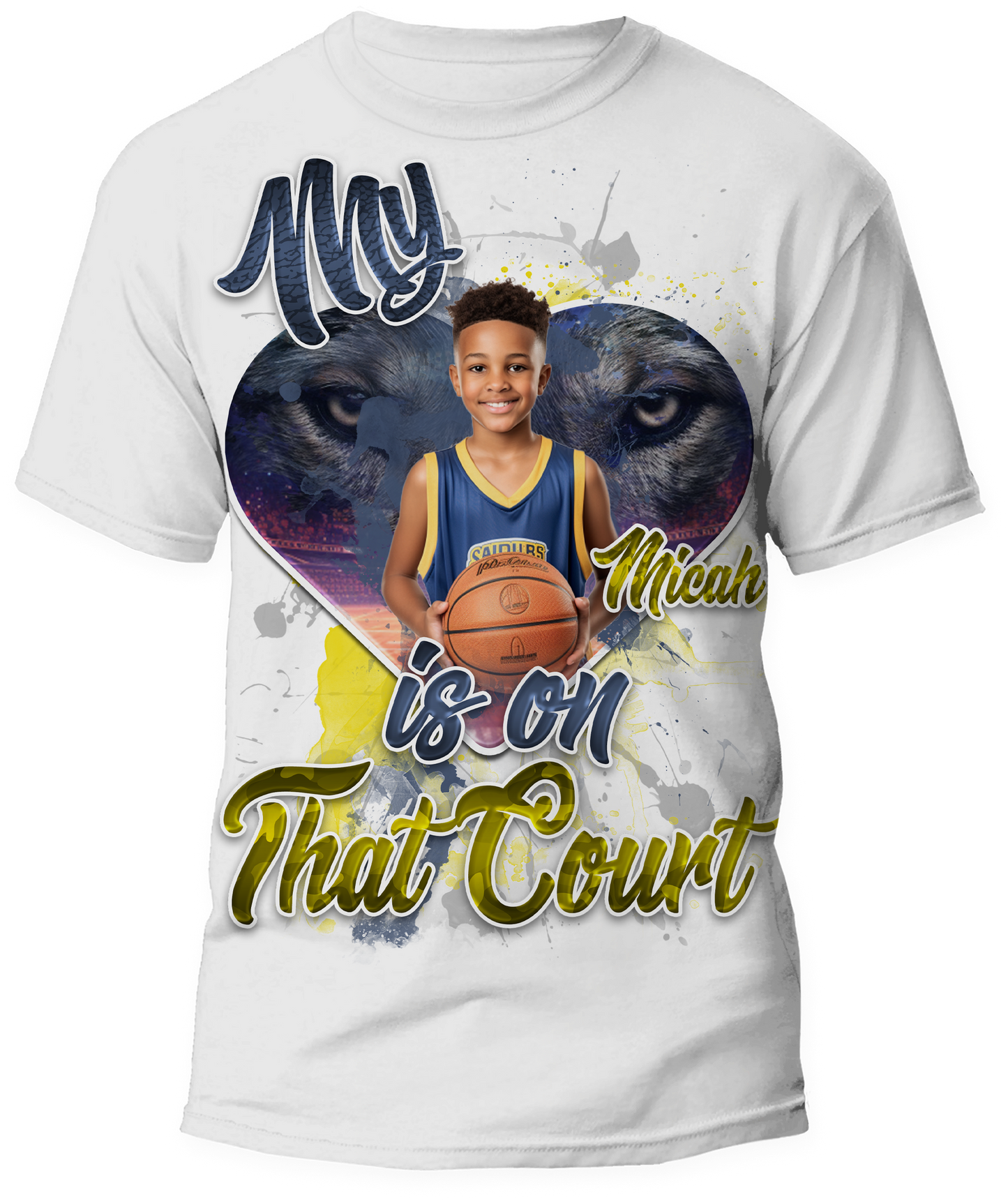 🎉Personalized "My Heart Is On That Court" Graphic T-Shirt - For You and Your Family🎉