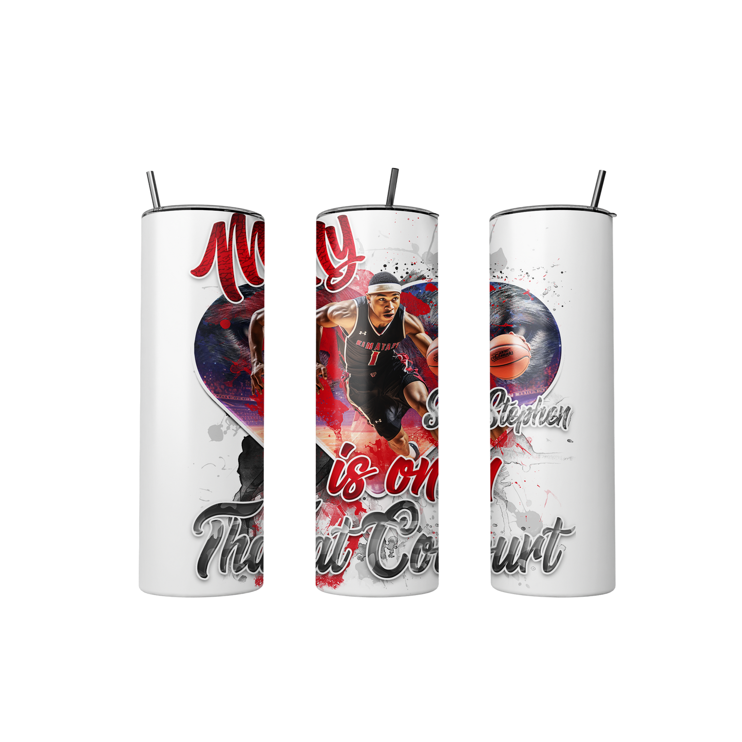 🎉Personalized My Heart Is On That Court Graphic Basketball Tumbler #2🎉