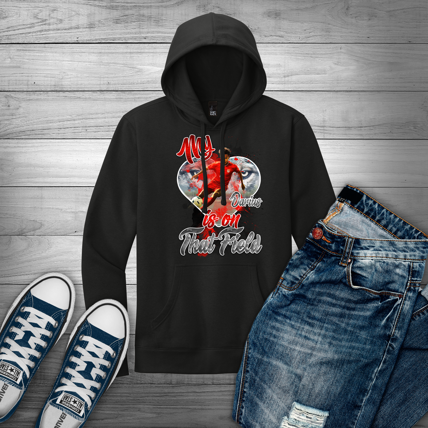 🎉Black Personalized "My Heart Is On That Field" Soccer Hoodie🎉