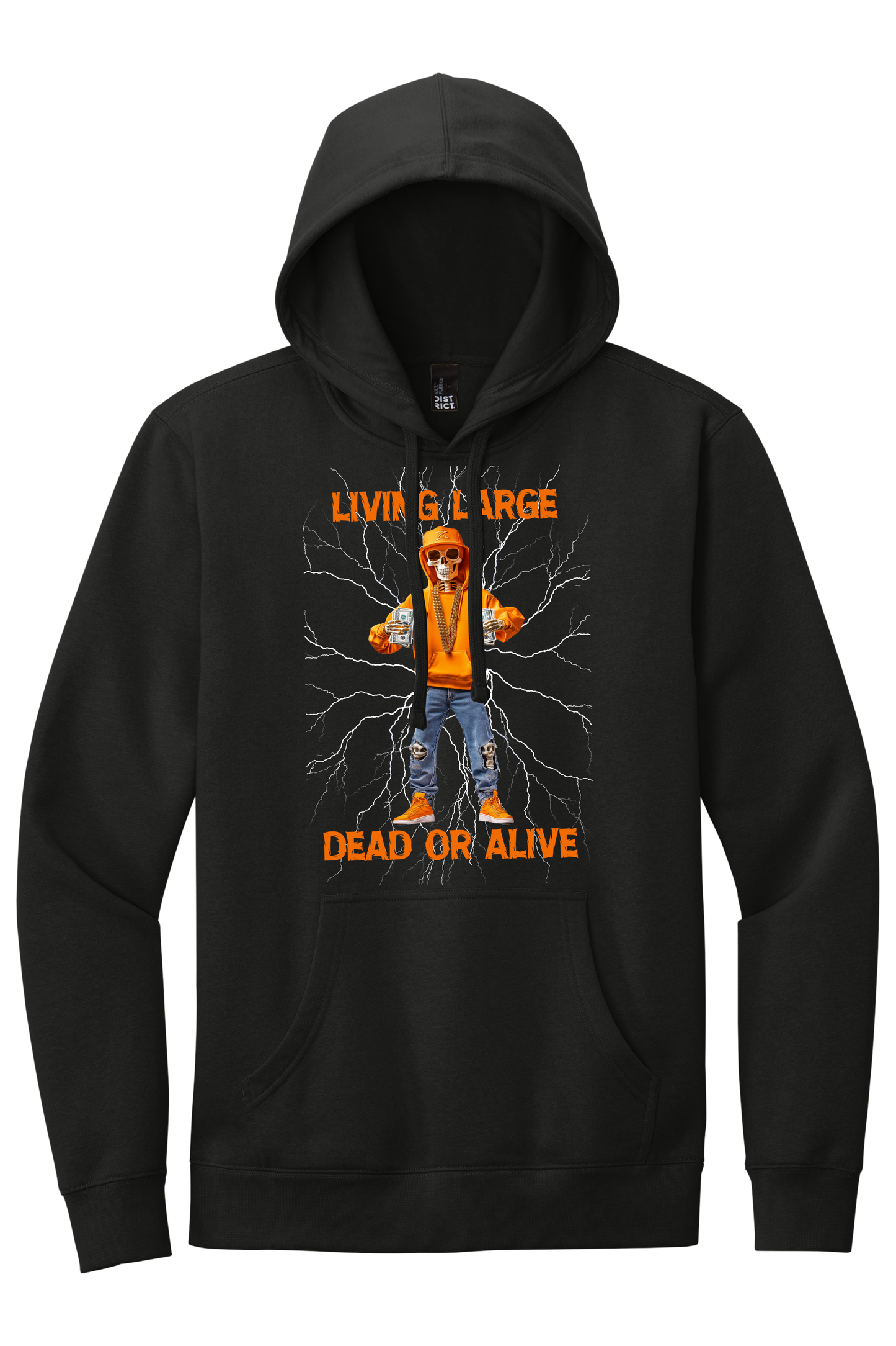 Black "Living Large Dead Or Alive" Halloween Graphic Hoodie 🎉