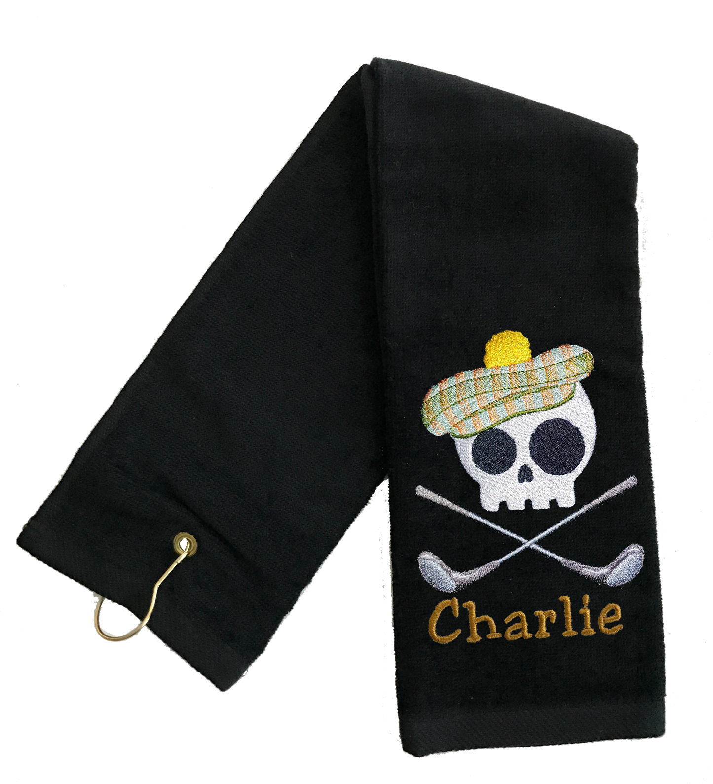 Black Skull Personalized Embroidered Golf Towel