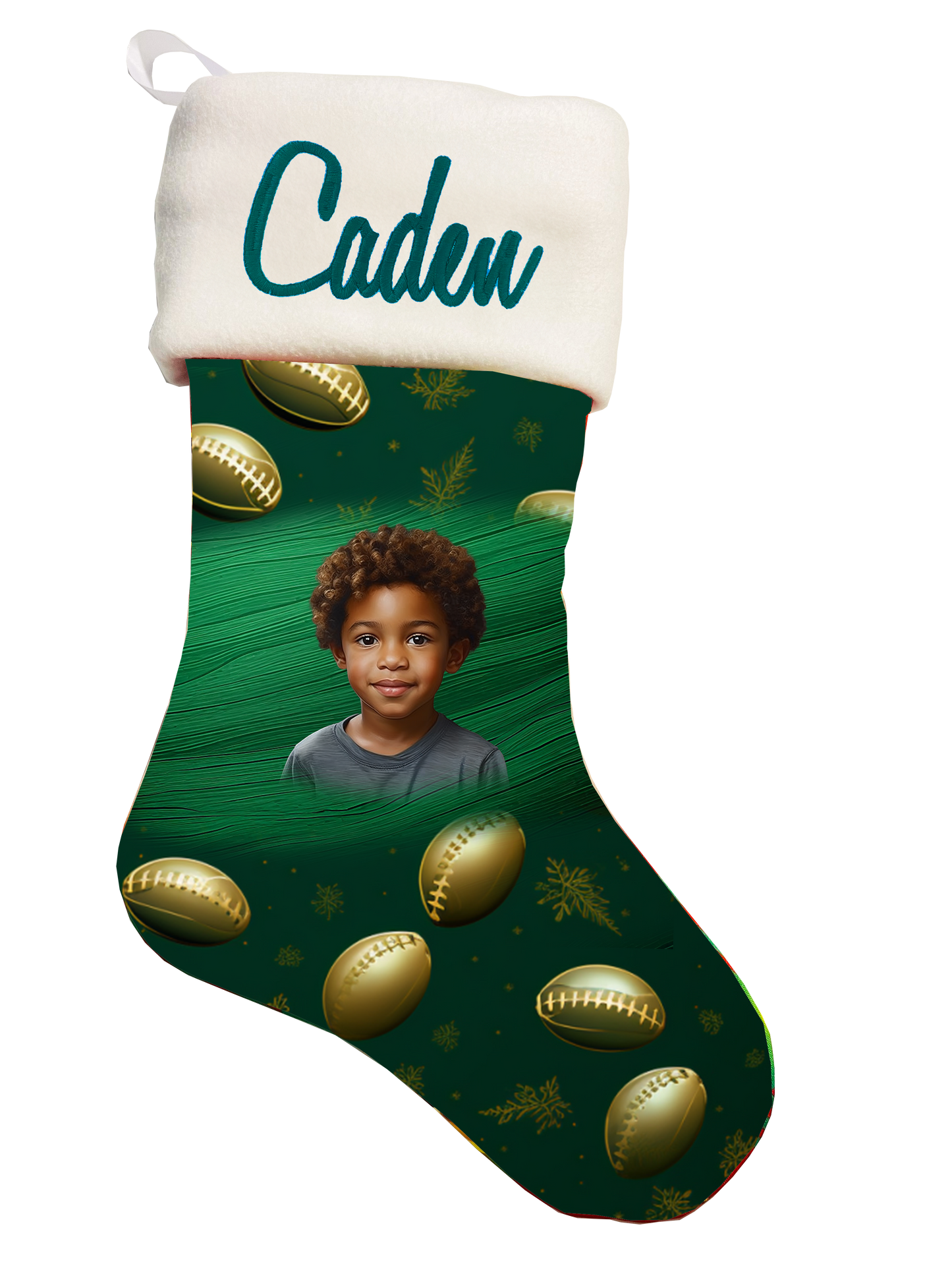 🎉Green Handmade Personalized Football Theme Christmas Stocking - Score Big🎉