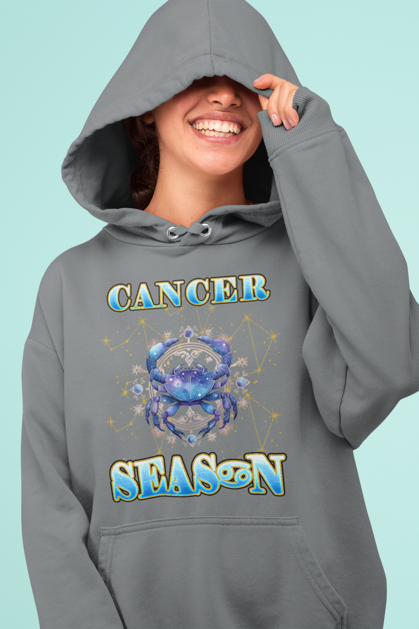 🎉"Cancer Celestial Zodiac Gray Hoodie🎉