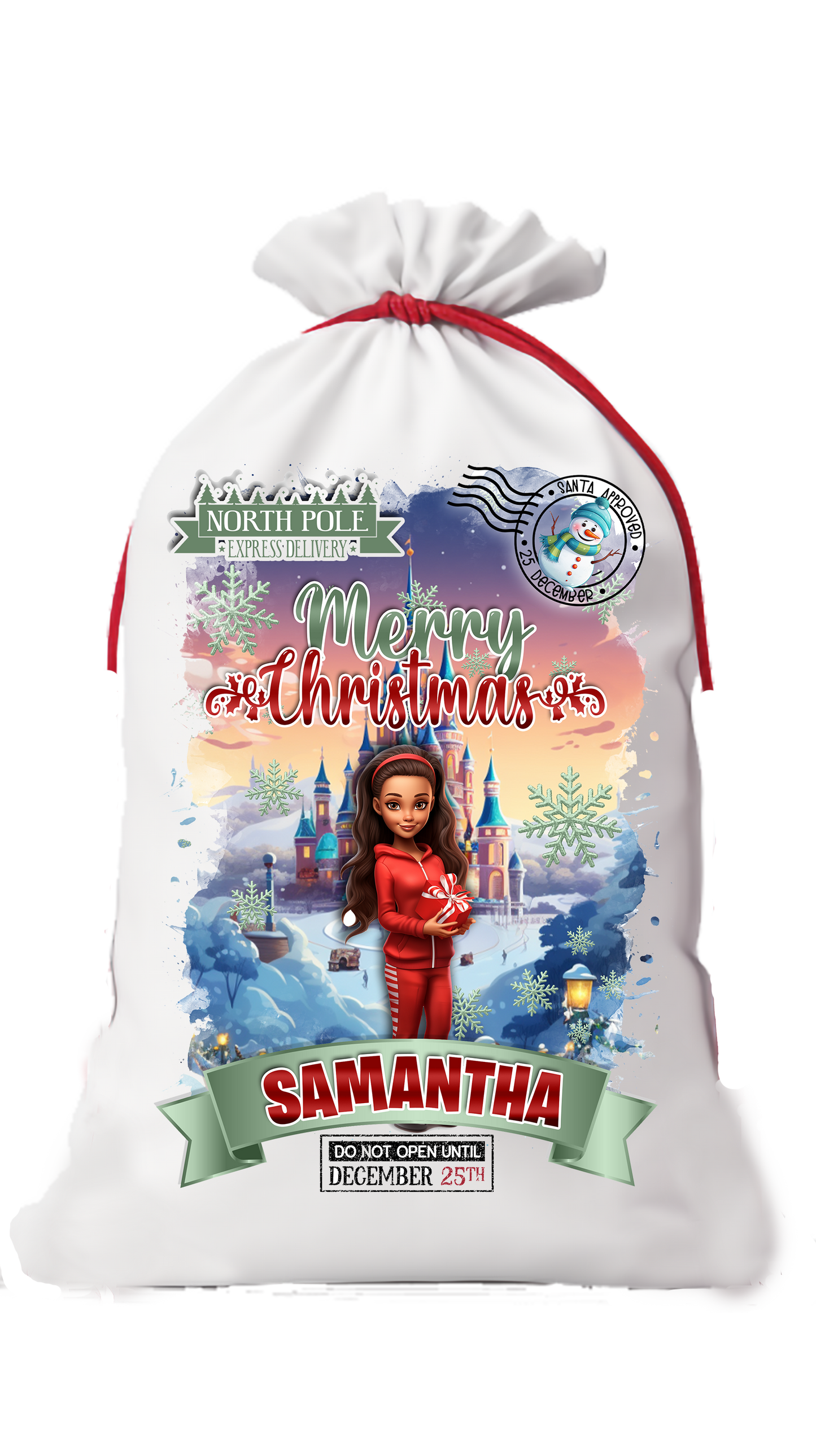 Girl's Personalized "Do Not Open Until Christmas" Gift Sack