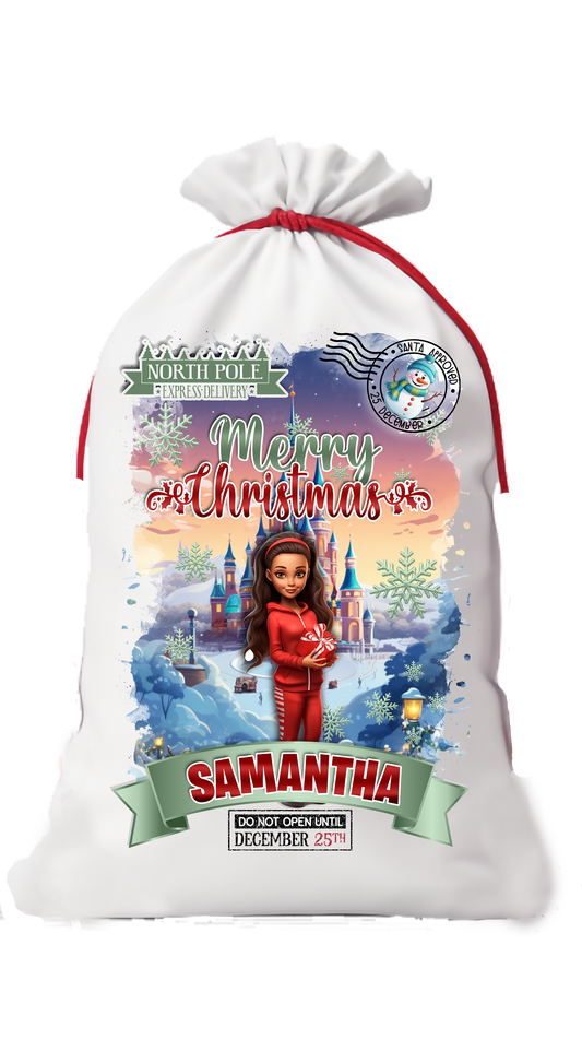 Girl's Personalized "Do Not Open Until Christmas" Gift Sack