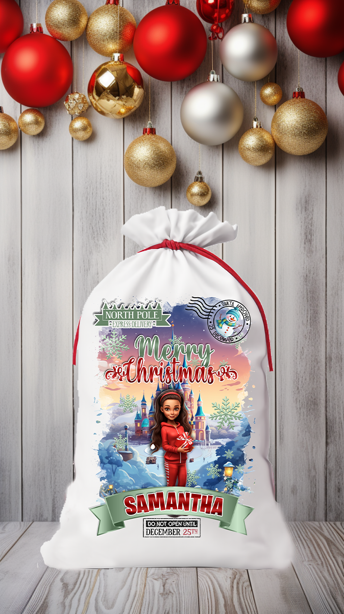 Girl's Personalized "Do Not Open Until Christmas" Gift Sack