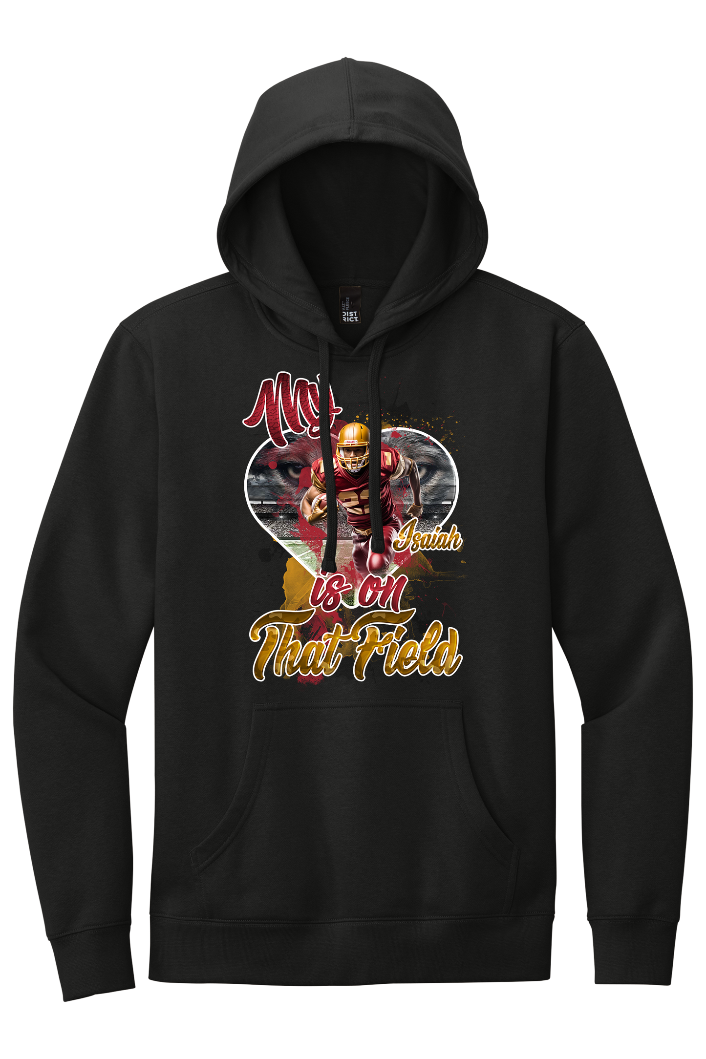 🎉Black Personalized "My Heart Is On That Field" Graphic Football Hoodie🎉