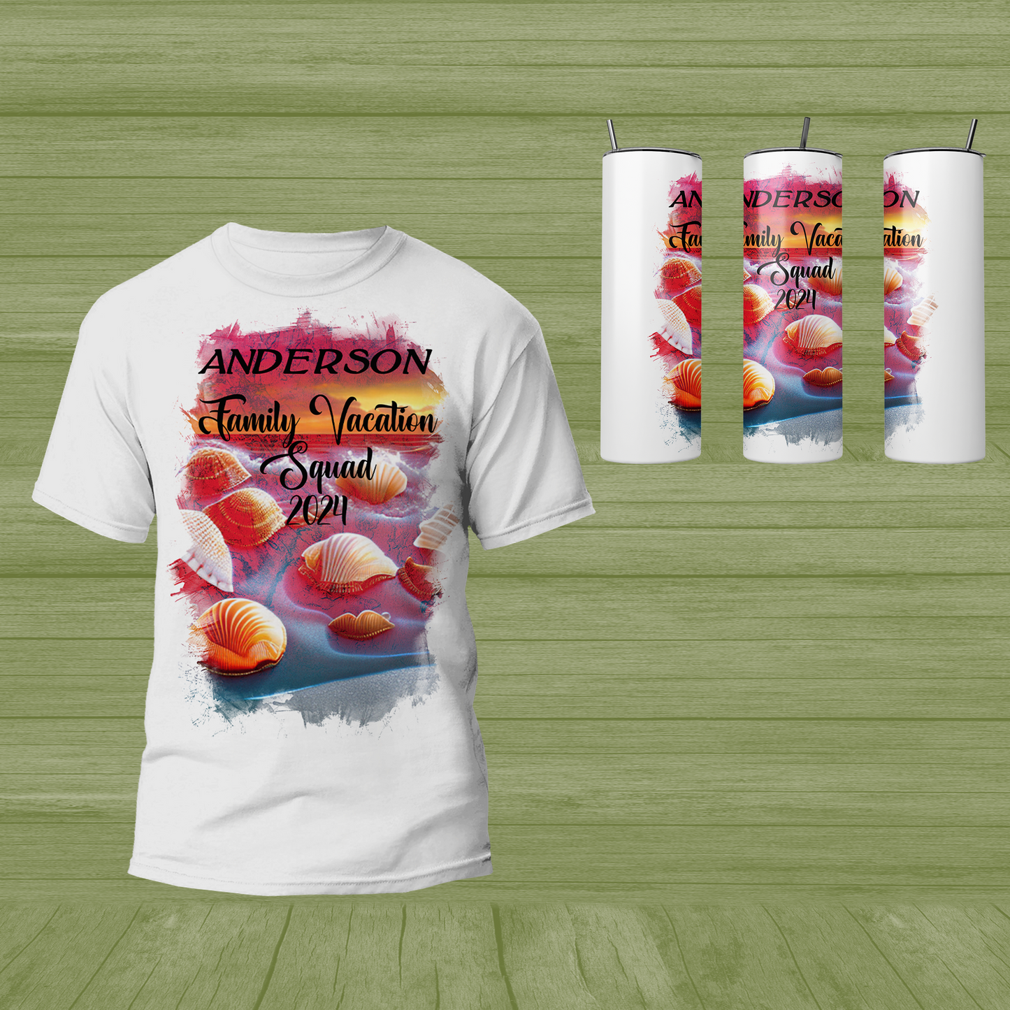 Personalized Family Vacation Squad T-Shirt and Tumbler Set | Adult and Youth Sizes