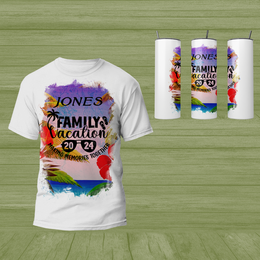 Personalized Family Vacation T-Shirt and Tumbler Set | Adult and Youth Sizes