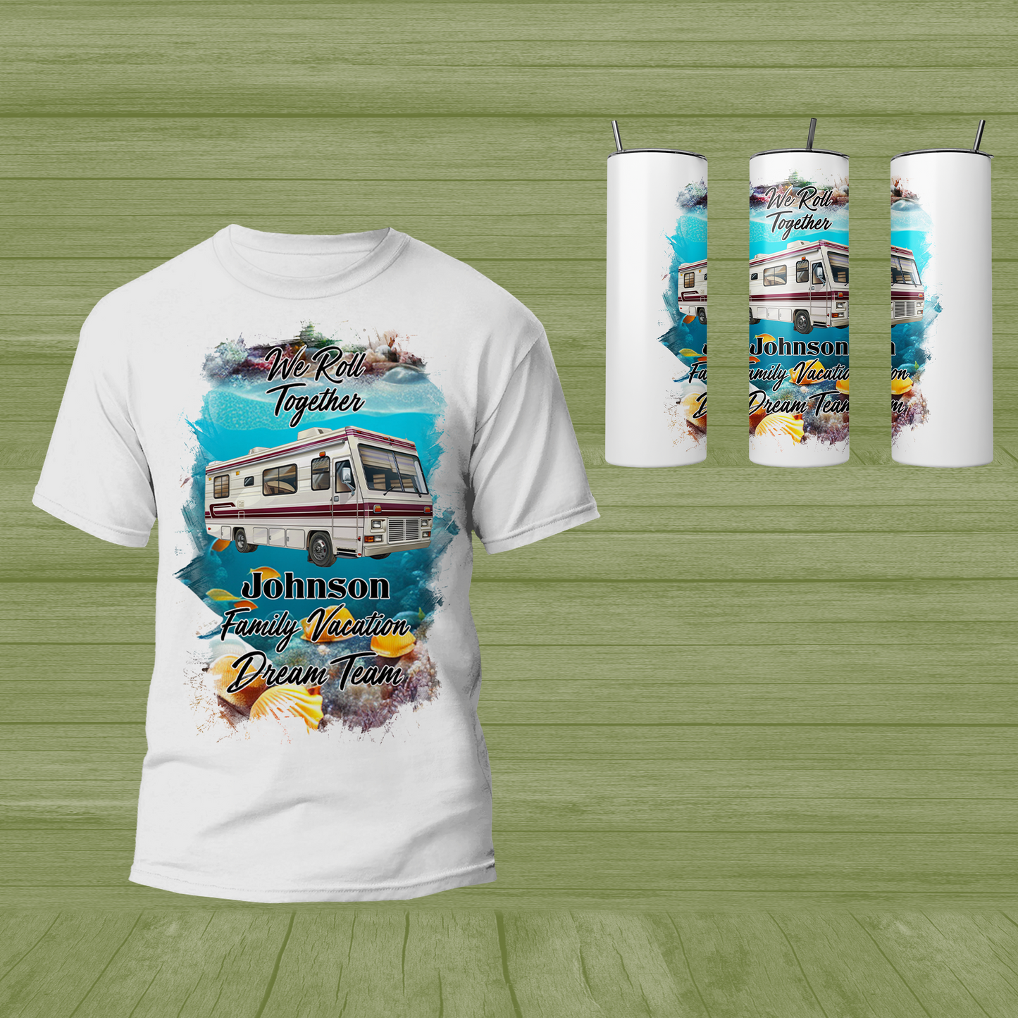 Personalized "Family Vacation Dream Team" T-Shirt and Tumbler Set | Adult and Youth Sizes