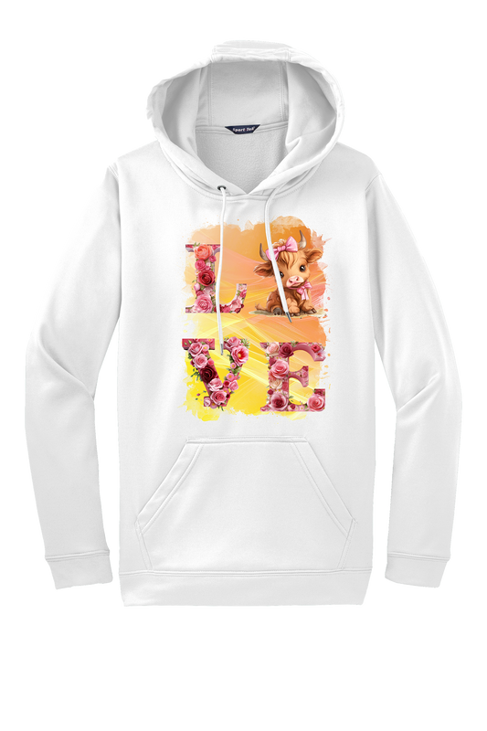 🎉 "Love" Chibi Style Highland Cow Valentine Theme Hoodie🎉