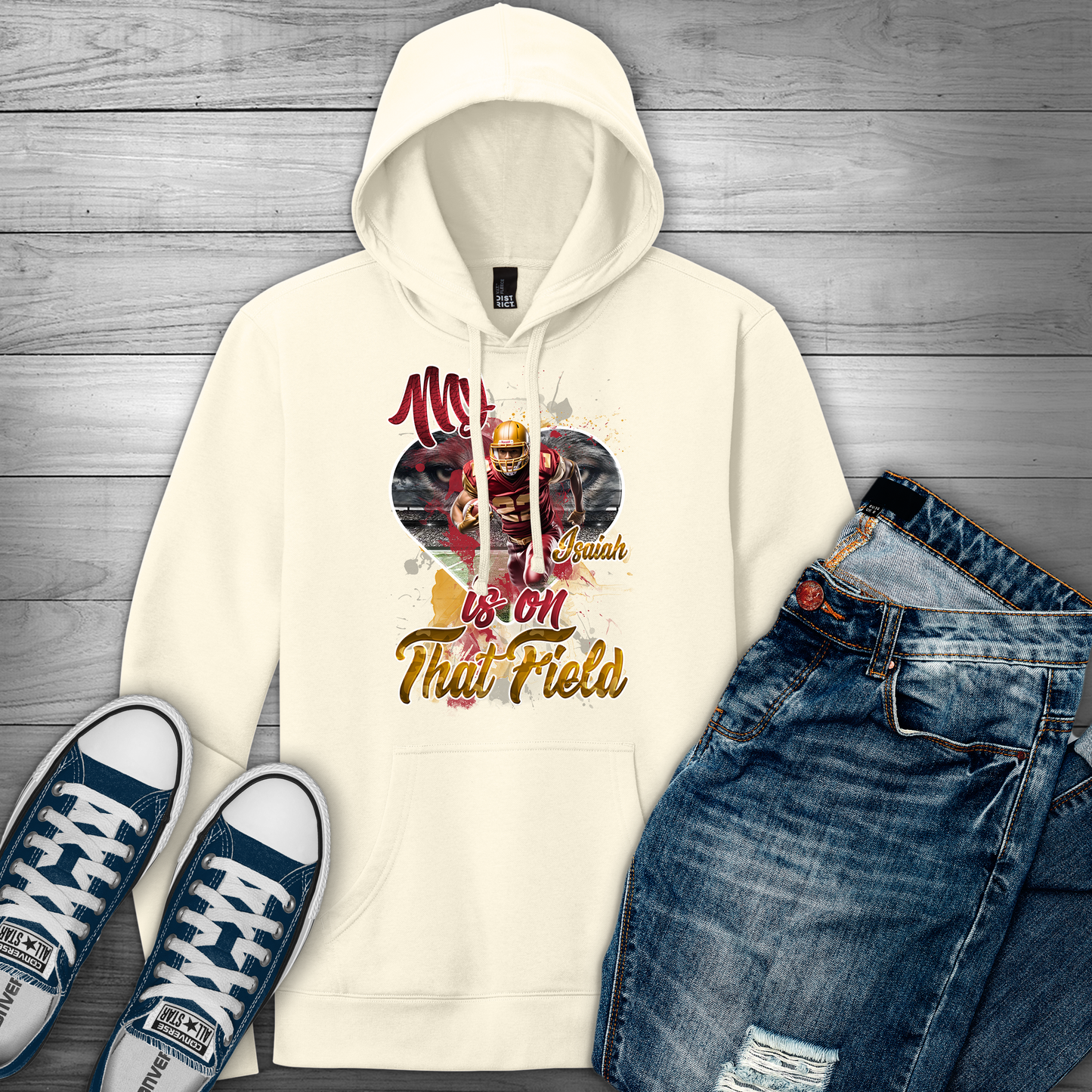 🎉Gardenia Personalized "My Heart Is On That Field" Graphic Football Hoodie🎉