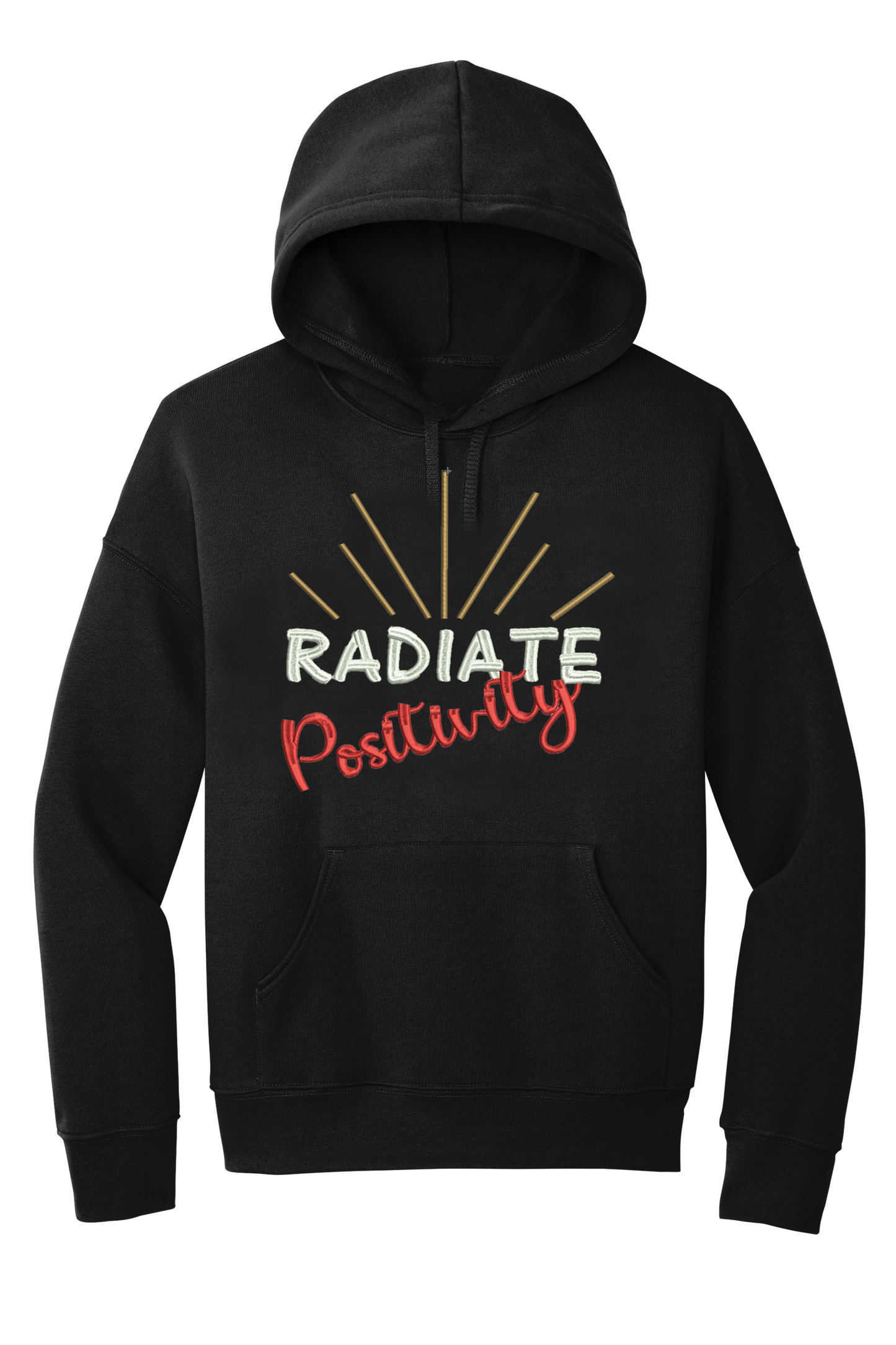 🎉"Black "Radiate Positivity" Embroidered Hoodie🎉