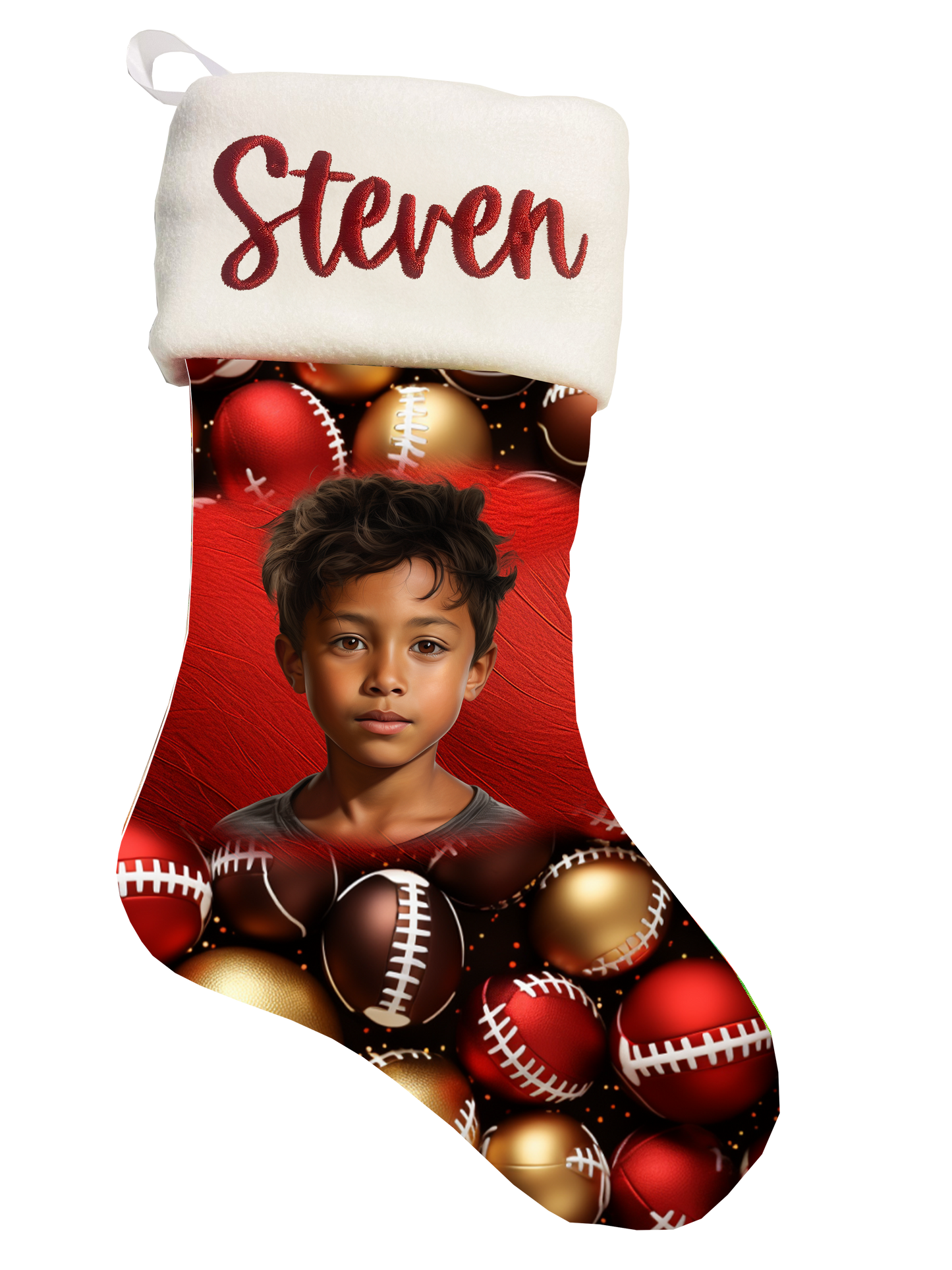 🎉Red Handmade Personalized Football Theme Christmas Stocking - Score Big🎉