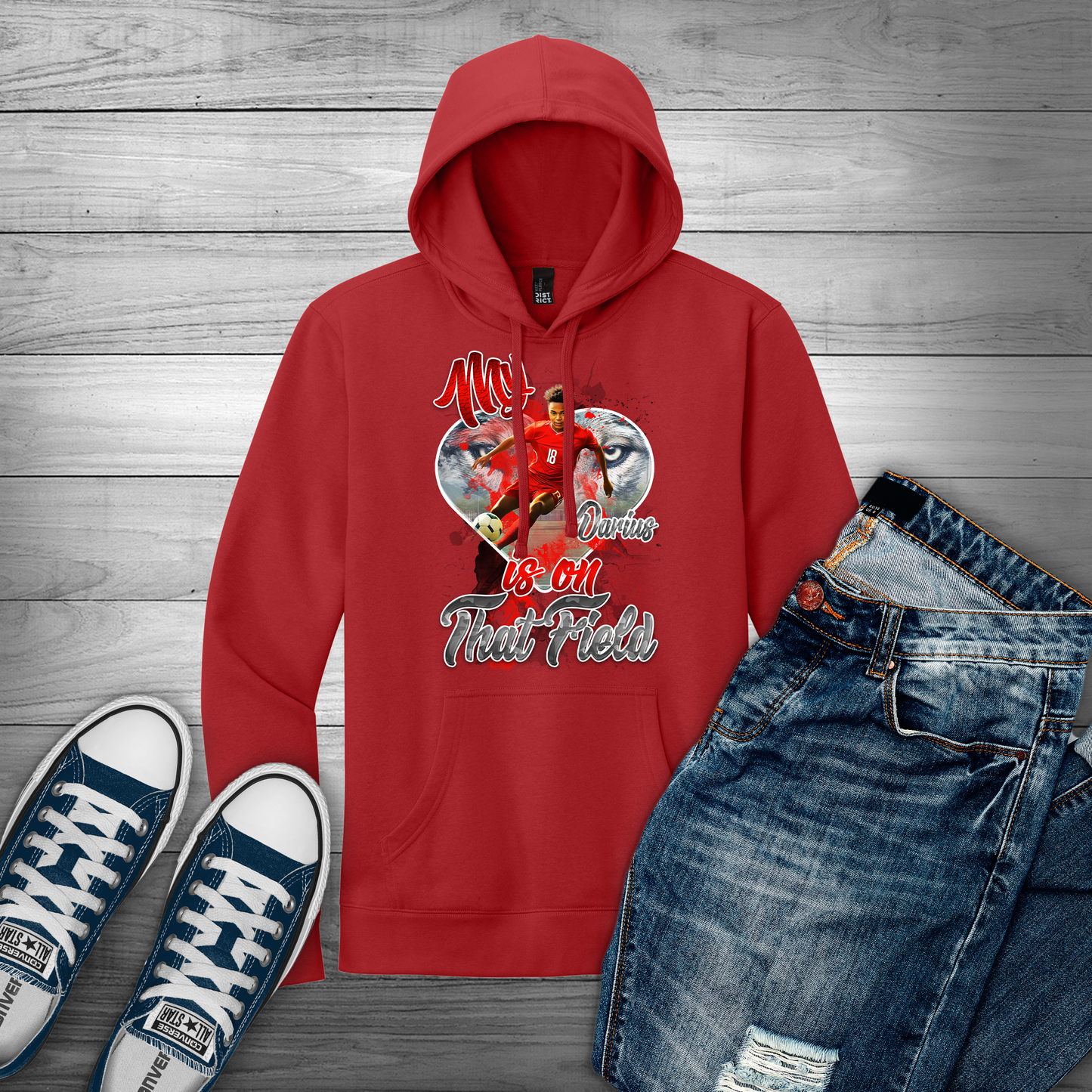 🎉Red Personalized "My Heart Is On That Field" Soccer Hoodie🎉