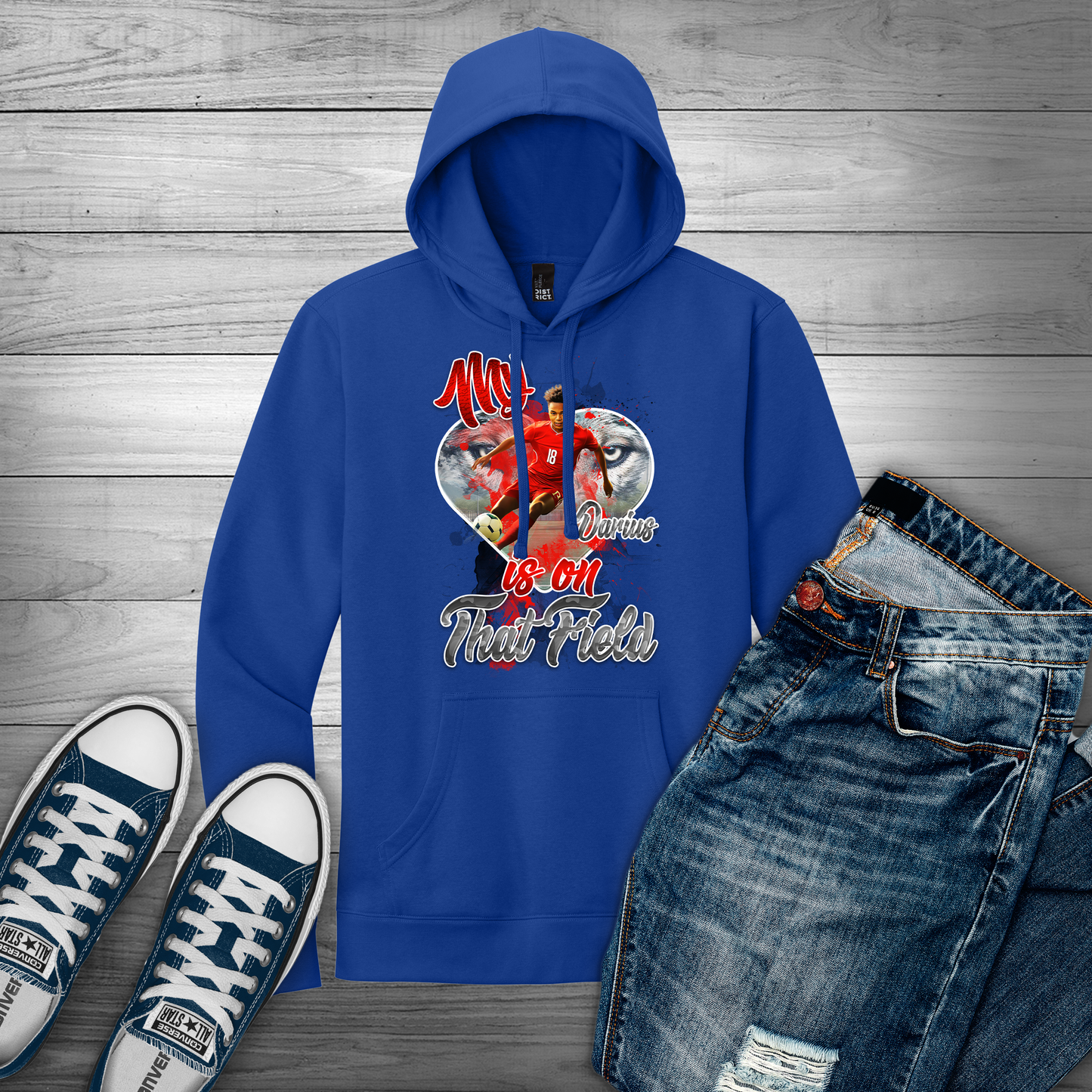 🎉Royal Blue Personalized "My Heart Is On That Field" Soccer Hoodie🎉