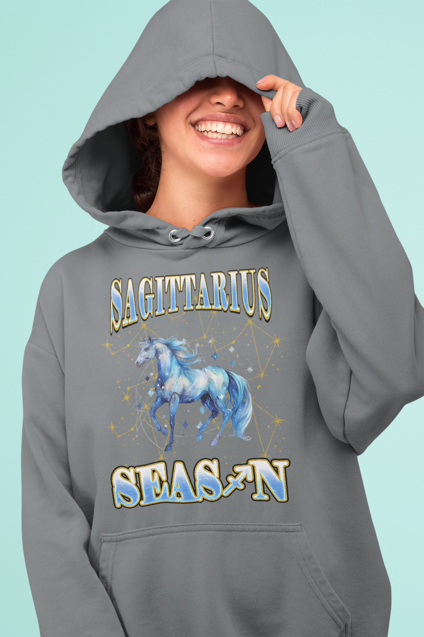 🎉"Aquarius Celestial Zodiac Gray Hoodie🎉