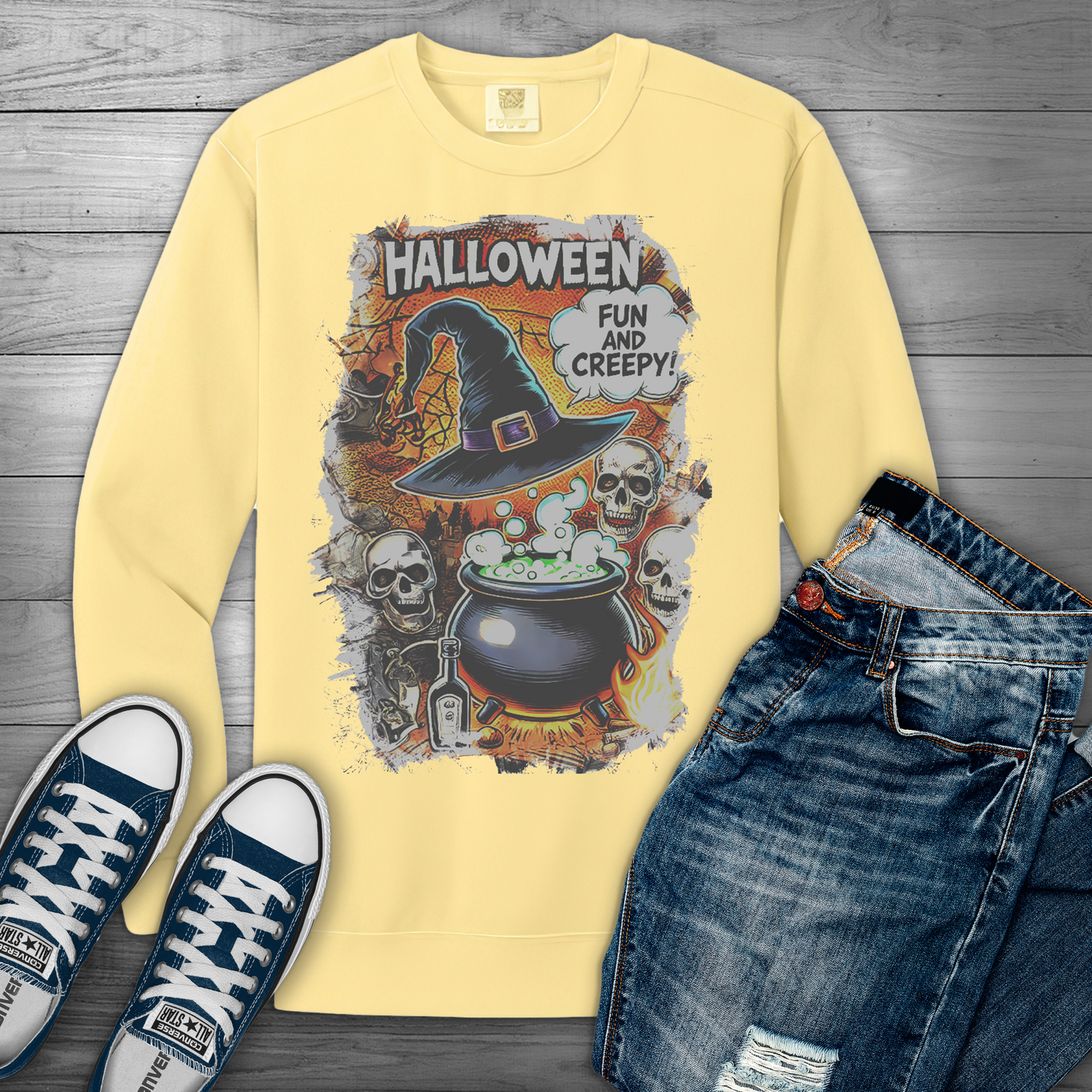 Halloween "Fun And Creepy" Halloween Graphic Sweatshirt