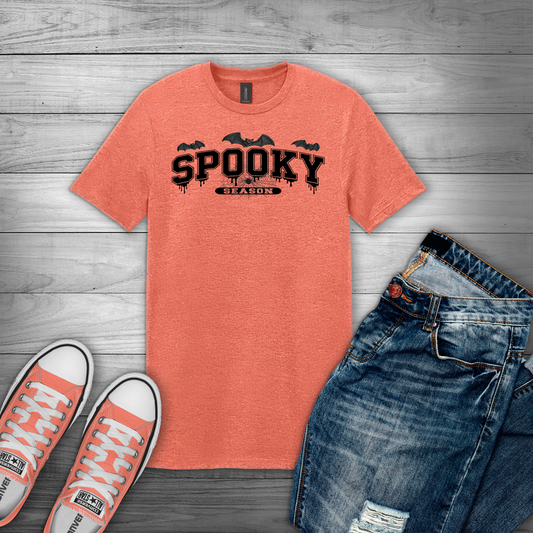 Heather Orange Halloween "Spooky Season" Graphic T-Shirt 🎉