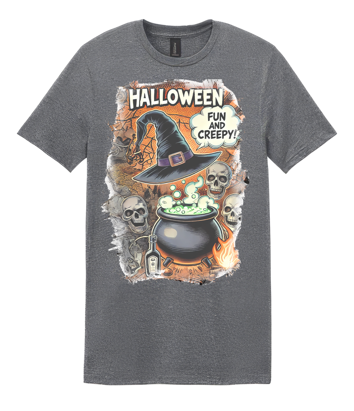 Heather Royal Halloween "Fun And Creepy" Graphic T-Shirt 🎉