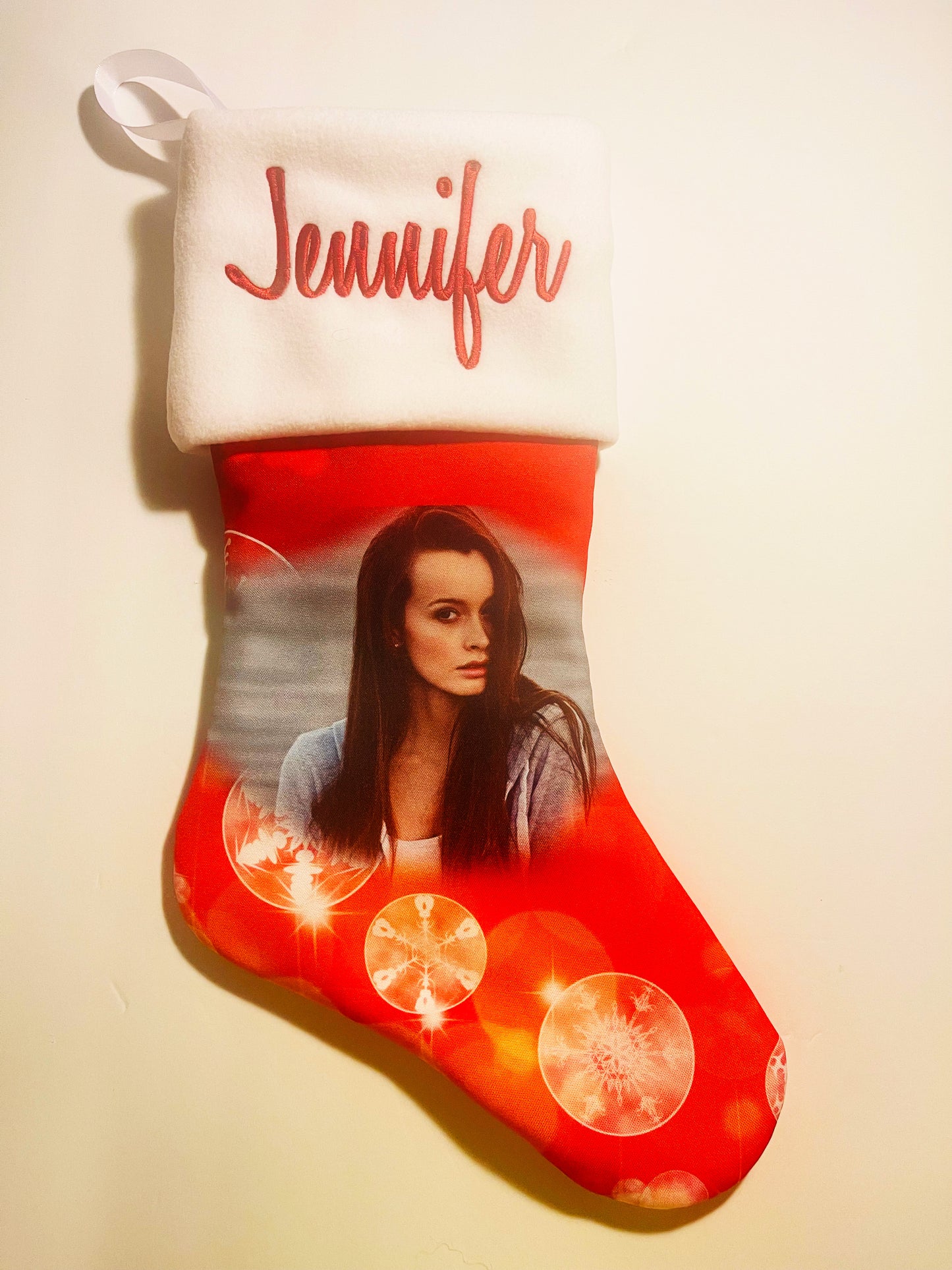 Festive Red Personalized Custom Photo Christmas Stocking