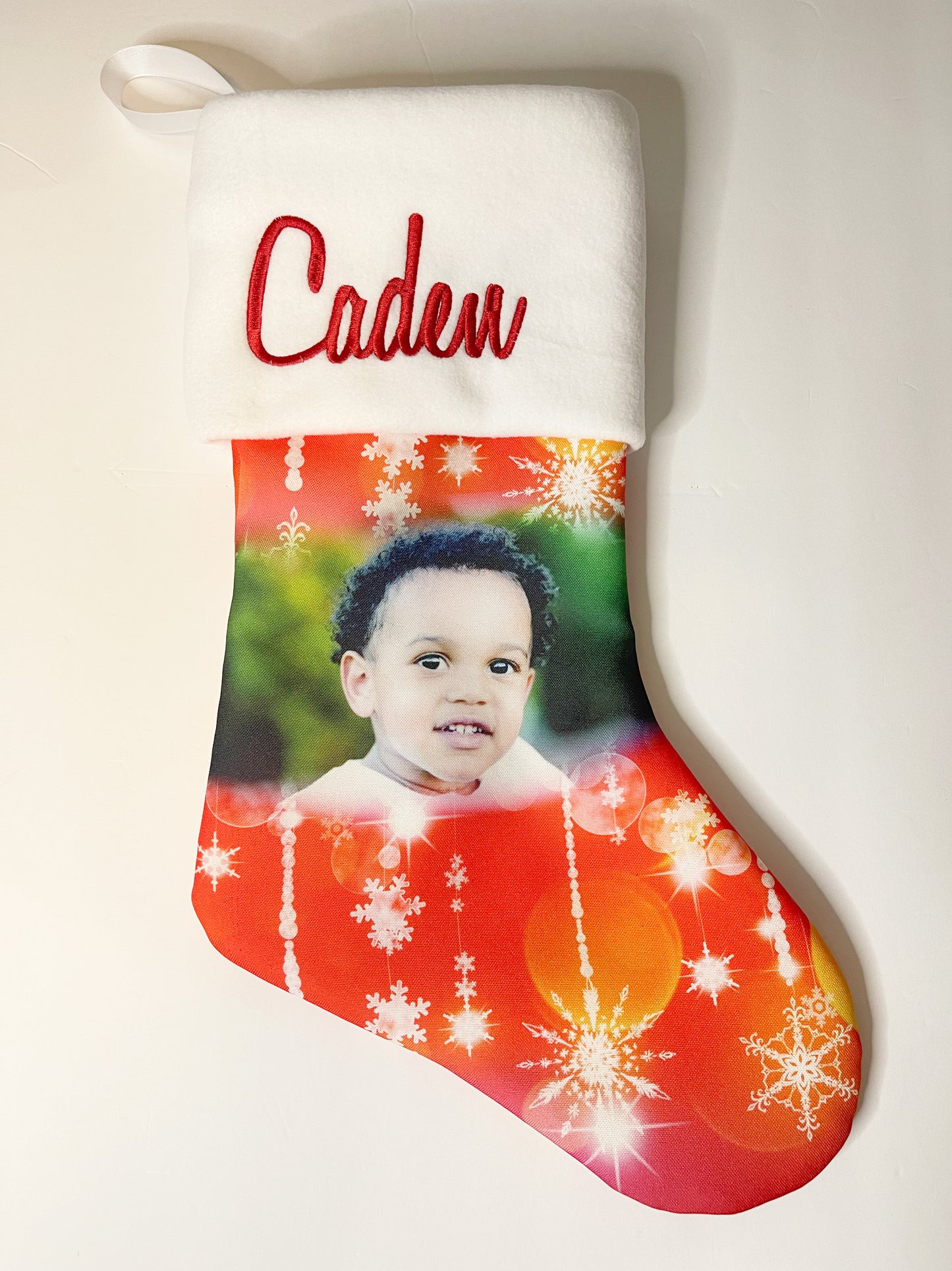 Red Christmas Children's Personalized Custom Photo Christmas Stocking